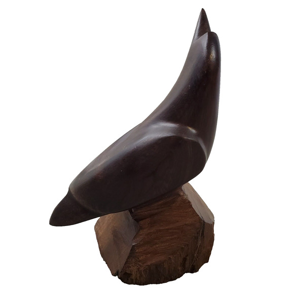 Vintage Hand Carved Wood Bird Sitting Sculpture Figurine Adults Brown Home Decor - Picture 3 of 7